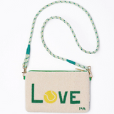 Leila tennis court seed bead clutch with strap