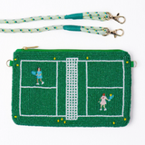 Leila tennis court seed bead clutch with strap
