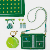 Leila tennis court seed bead clutch with strap