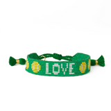 Gabby tennis "love" adjustable beaded bracelet green