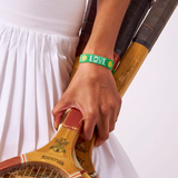 Gabby tennis "love" adjustable beaded bracelet green