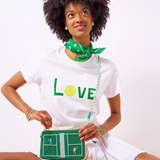 Gabby tennis "love" adjustable beaded bracelet green