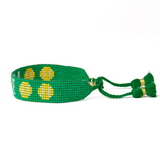 Gabby tennis "love" adjustable beaded bracelet green
