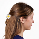 Molly flower beaded hair claw clip white and yellow