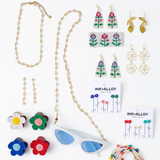 Molly flower beaded hair claw clip lapis and light blue