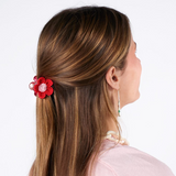 Molly flower beaded hair claw clip red and pink