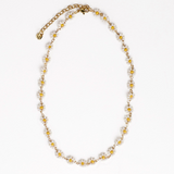 Amanda flowers beaded necklace white and yellow