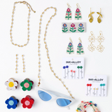 Amanda flowers beaded necklace white and yellow