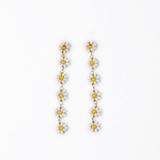 Amanda flower beaded dangle earrings white and yellow