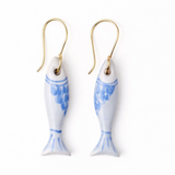Danielle fish ceramic earrings blue and white