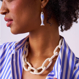 Danielle fish ceramic earrings blue and white