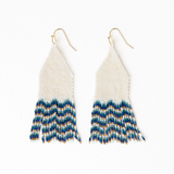 Delilah wave beaded fringe earrings blue