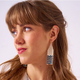 Delilah wave beaded fringe earrings blue
