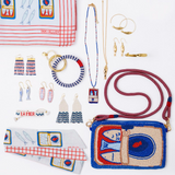 Delilah wave beaded fringe earrings blue