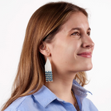 Delilah wave beaded fringe earrings blue