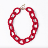 Jenna chain link beaded necklace red