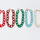 Jenna chain link beaded necklace red