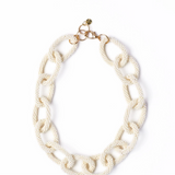 Jenna chain link beaded necklace ivory