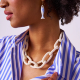 Jenna chain link beaded necklace ivory