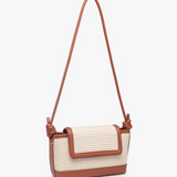 Oaklynn Straw Twisted Strap Crossbody in Natural/Brown