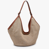 Cecilia Slouchy Woven Hobo in Natural/Brown