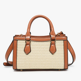Harmony Straw Bamboo Handle Crossbody in Natural/Brown