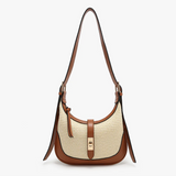 Ariana Straw Twist-Lock Shoulder Bag in Natural/Brown