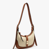 Ariana Straw Twist-Lock Shoulder Bag in Natural/Brown