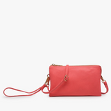 Riley Convertible Cross Body Purse, Wristlet or Clutch - Coral Pink