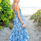 Indie Lace Maxi Dress -  Coastal Blue Floral