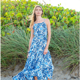 Indie Lace Maxi Dress -  Coastal Blue Floral