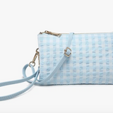 Riley Convertible Cross Body Purse, Wristlet or Clutch - Baby Blue Gingham