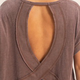 Cross Back Crop Tee - Chocolate Brown