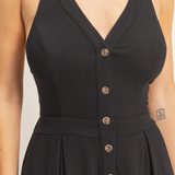 Gauze Halter Jumpsuit - Black