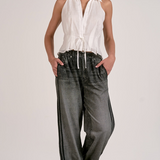 Button Down Shirt With Ruffled Cuff by Elan - White