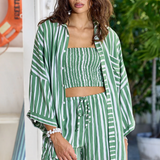 Oasis Button Down - Green Palm Stripe