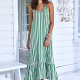 Day Tripper Slip Dress - Green Palm Stripe