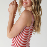 Striped Square Crop Top  by NikiBiki - Red White