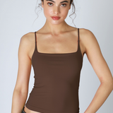Clean Line Square Cami Full Length Tank Top by NikiBiki - Coffee Bean