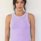 Wide Ribbed High Neck Full Length Tank Top by NikiBiki - Vintage Amethyst