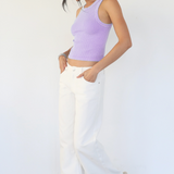 Wide Ribbed High Neck Full Length Tank Top by NikiBiki - Vintage Amethyst