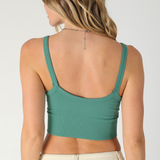 Ribbed V Neck Bra Top by NikiBiki - Dusty Teal