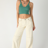 Ribbed V Neck Bra Top by NikiBiki - Dusty Teal