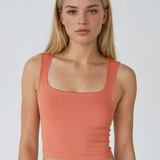 Clean Line Square Neck Crop Top by NikiBiki - Terracotta