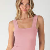 Clean Line Square Neck Full Length Tank Top by NikiBiki - Pearl Blush