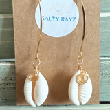 Handmade Beaded Earrings - Cowrie Drops