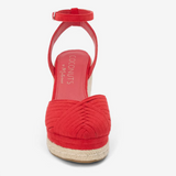 Becca Espadrille Heels With Woven Straw Base - Red