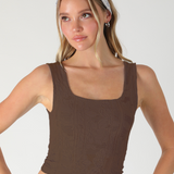 Double Lace Square Crop Top by NikiBiki - Coffee Bean