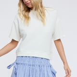 Waffle Knit Short Sleeve Top by Wishlist - Cream