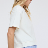 Waffle Knit Short Sleeve Top by Wishlist - Cream